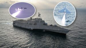 US warship one-way attack drone launch
