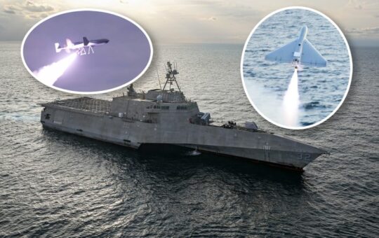 US warship one-way attack drone launch