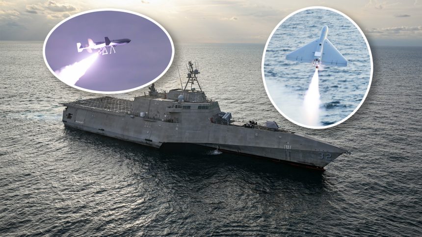 US warship one-way attack drone launch
